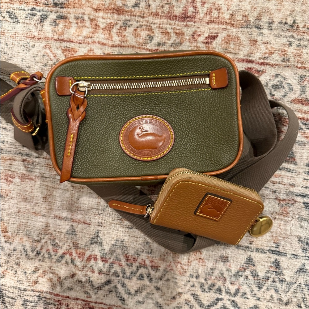 Green and Brown Leather Crossbody Bag